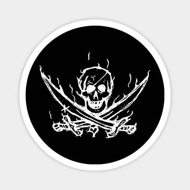 Dark and Gritty Jolly Roger Mutineer Privateer Pirate Flag Magnet by MacSquiddles